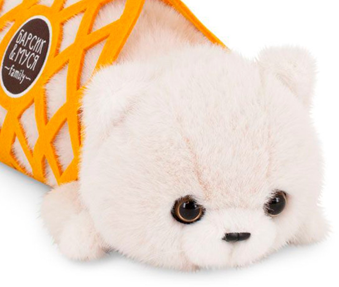 Мягкая игрушка Orange Кот Барсик в сумке молочный , 35 см