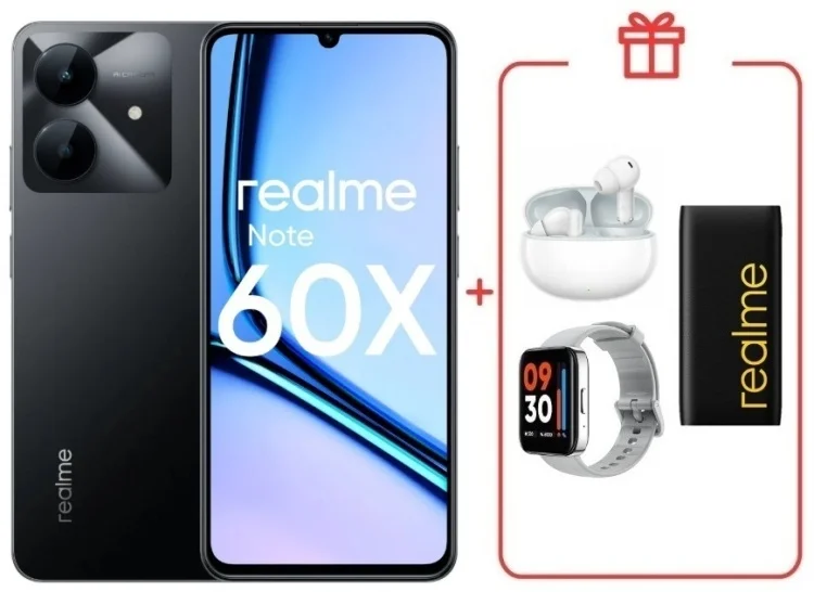 Смартфон Realme Note 60x 3/64GB Marble Black + подарок купить,NaN