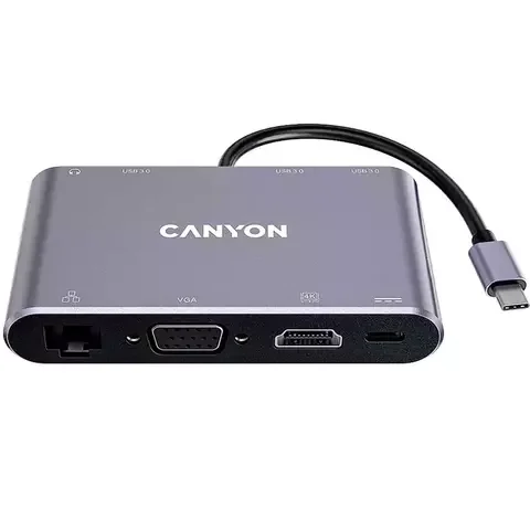 Адаптер Canyon DS-14 8 in 1 USB C Grey