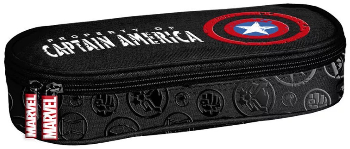 Пенал PASO CAPTAIN AMERICA AV25AV-013, застежка молния, черный