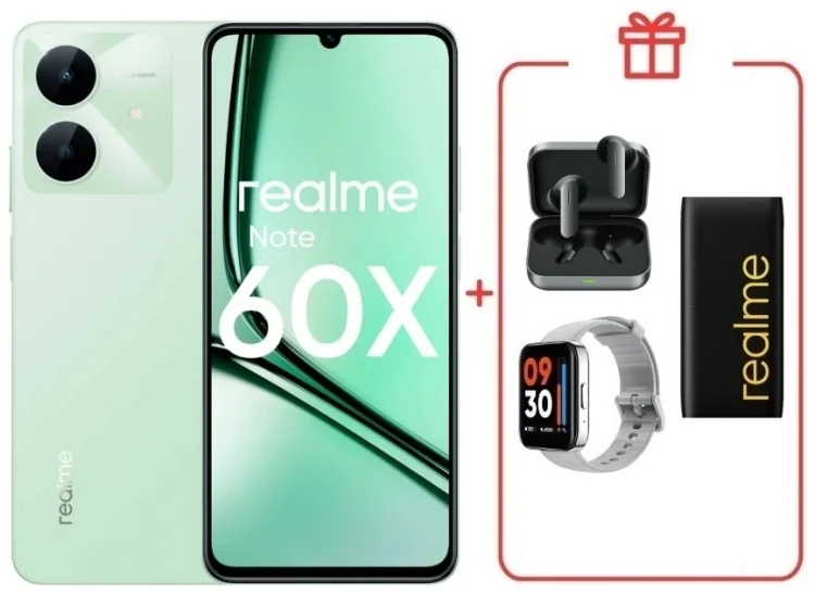 Смартфон Realme Note 60x 4/128GB Wilderness Green + подарок купить,NaN