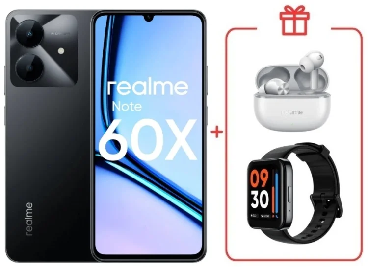 Смартфон Realme Note 60x 3/64GB Marble Black + подарок купить,NaN