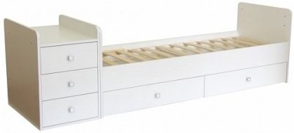 Кровать-трансформер детская Bambini M 01.10.01 25463 белая купить,NaN
