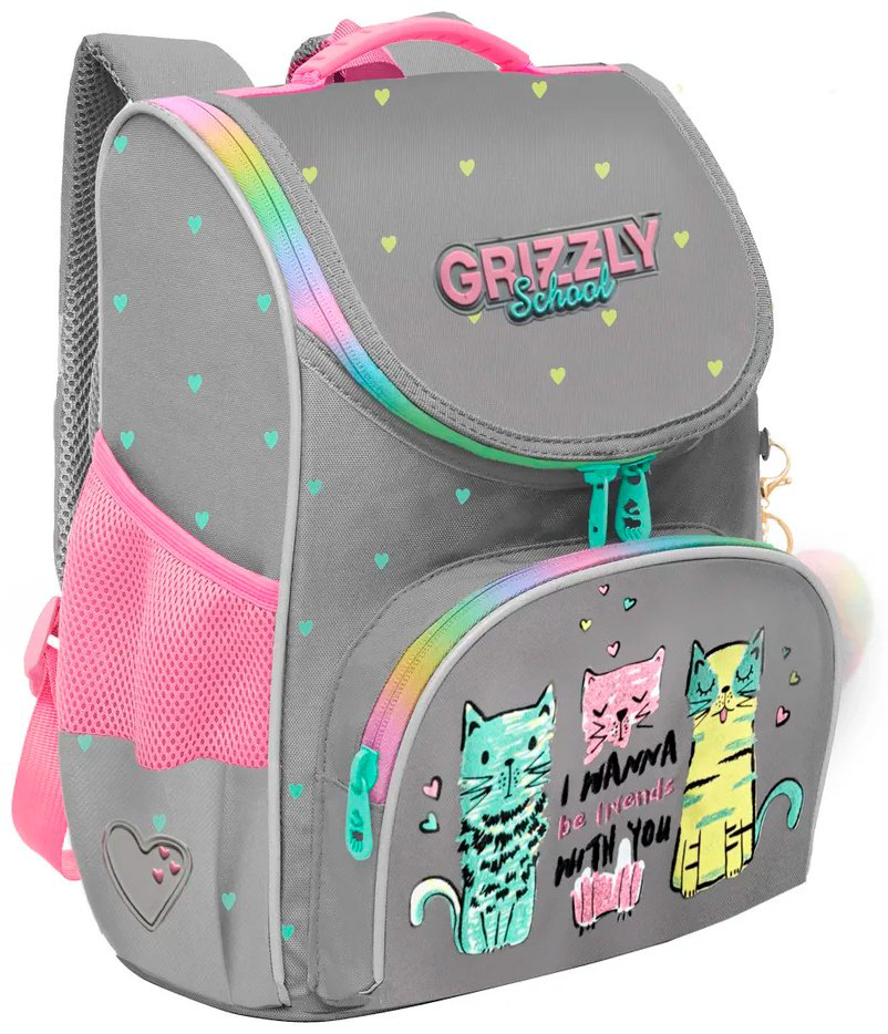 Рюкзак Grizzly полиэстер серый купить,NaN