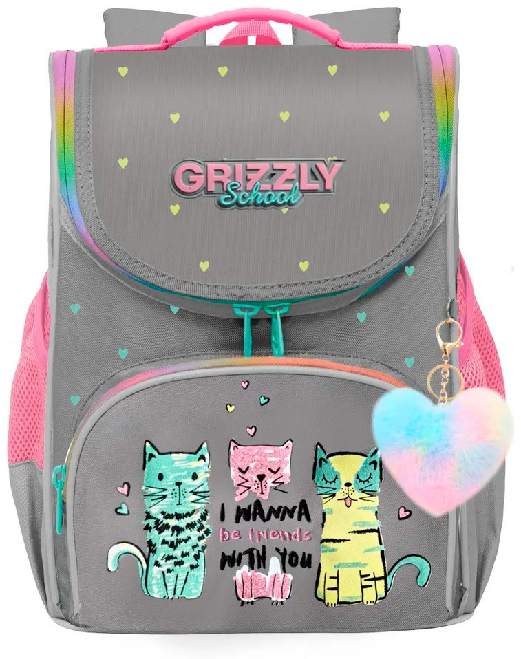Рюкзак Grizzly полиэстер серый купить,NaN