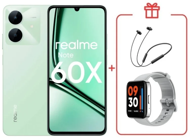 Смартфон Realme Note 60x 4/128GB Wilderness Green + подарок купить,NaN