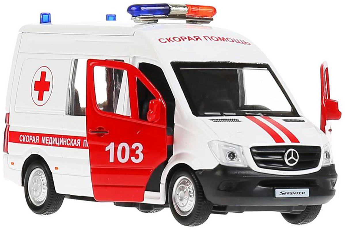 Технопарк Mercedes-Benz Sprinter Скорая SPRINTERVAN-14AMB-WH, металл, белый купить,NaN