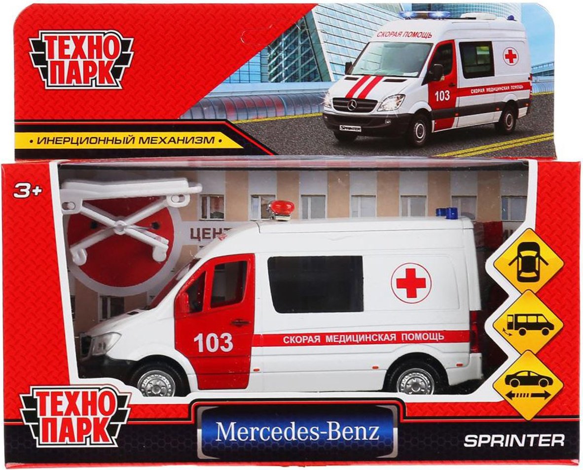 Технопарк Mercedes-Benz Sprinter Скорая SPRINTERVAN-14AMB-WH, металл, белый