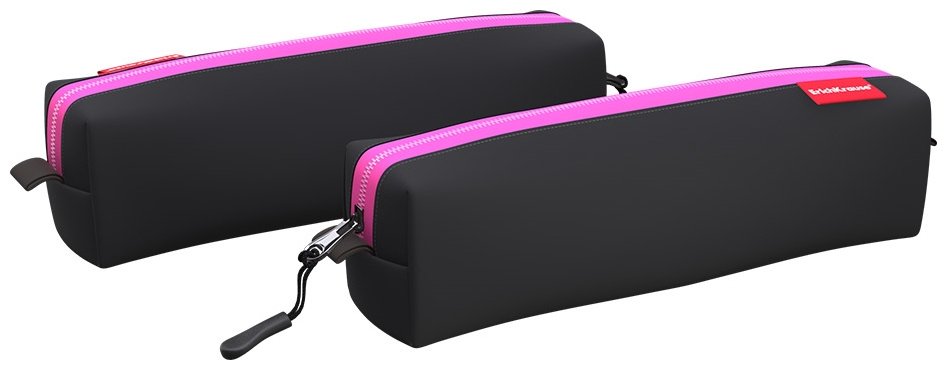 Пенал Erich Krause Black&Pink 48980, застежка молния, черный купить,NaN