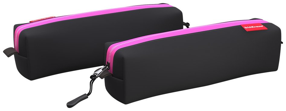 Пенал Erich Krause Black&Pink 48980, застежка молния, черный купить,NaN