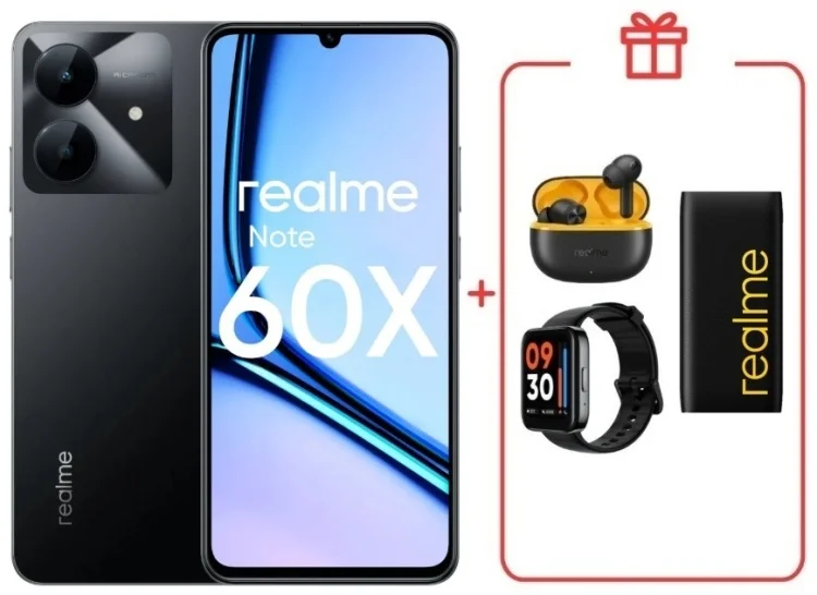 Смартфон Realme Note 60x 3/64GB Marble Black + подарок купить,NaN