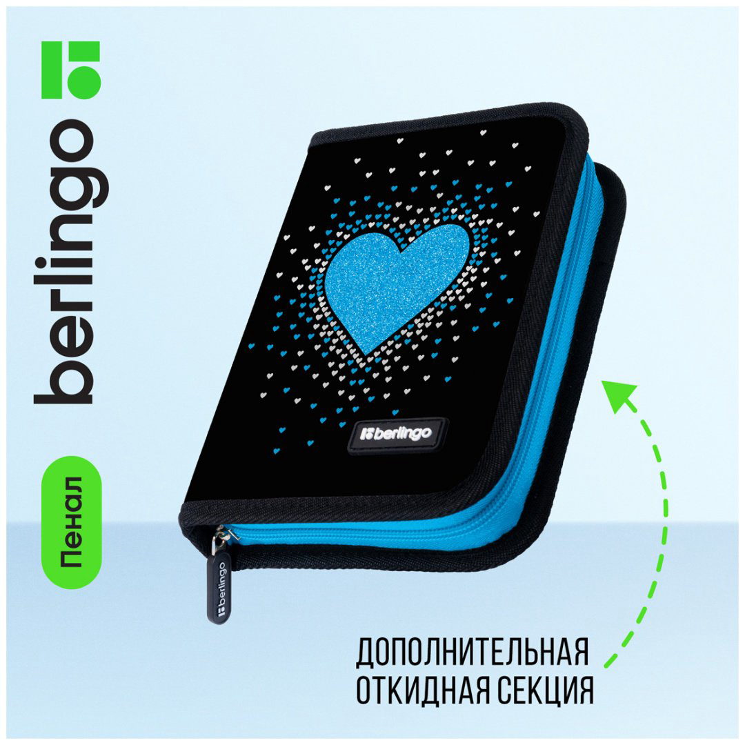 Пенал створчатый Berlingo Glamorous PK-EXPL-1010, застежка молния, черный купить,NaN