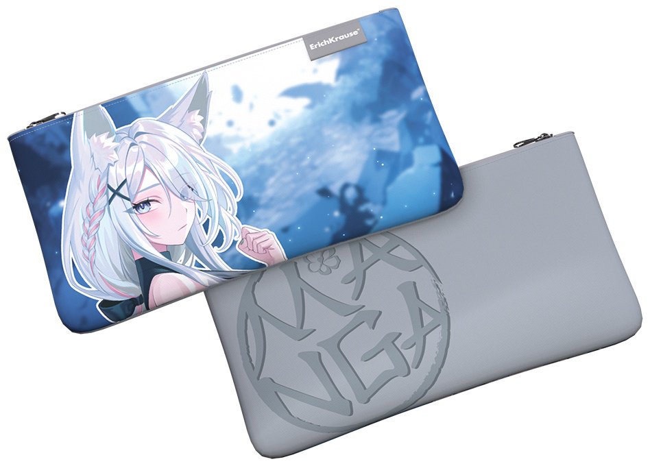 Пенал Erich Krause Light Manga Grey 60956, застежка молния, серый купить,NaN