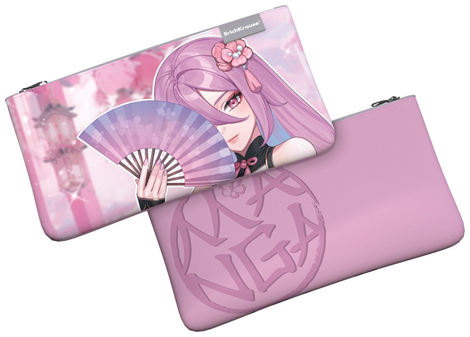 Пенал Erich Krause Light Manga Rose 60955, застежка молния, розовый купить,NaN
