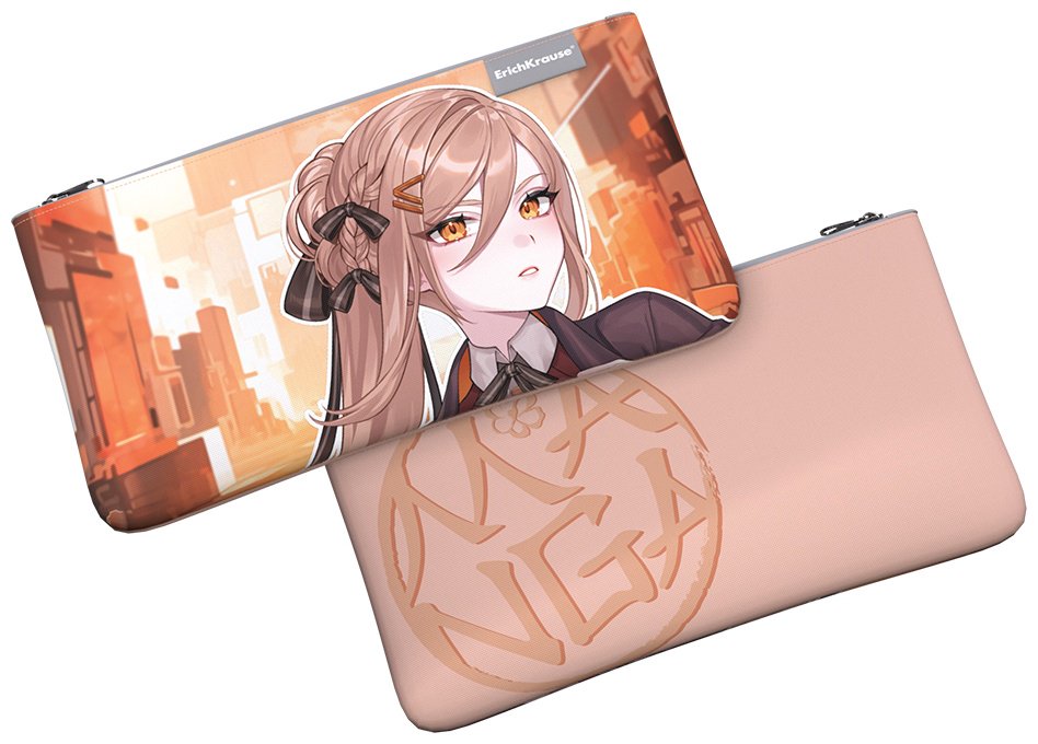 Пенал Erich Krause Light Manga Beige 60989, застежка молния, бежевый