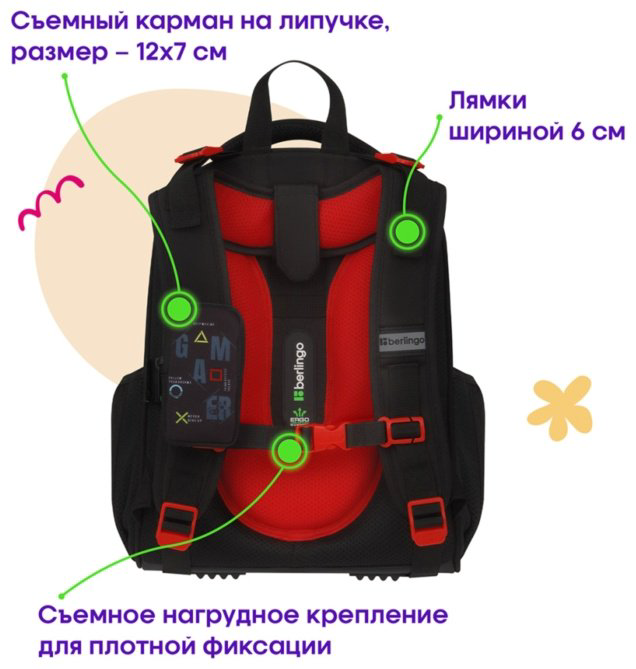 Рюкзак Berlingo RU-EX-1003 полиэстер, EVA черный купить,NaN