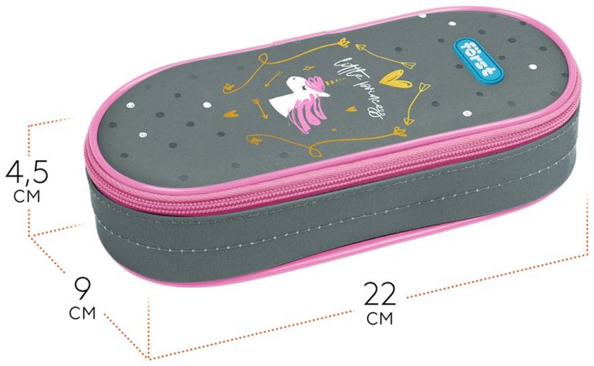 Пенал Forst Little princess FT-PF-062401, застежка молния, серый купить,0
