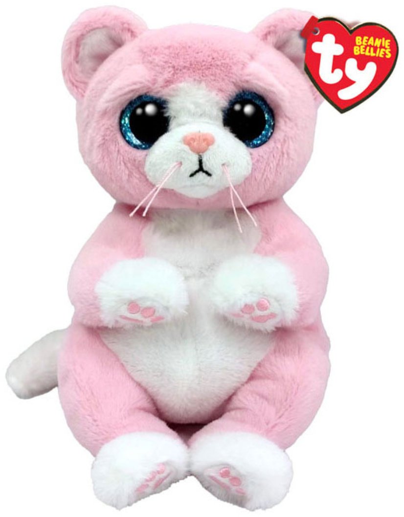 Мягкая игрушка TY котик, высота 15 см, розовый