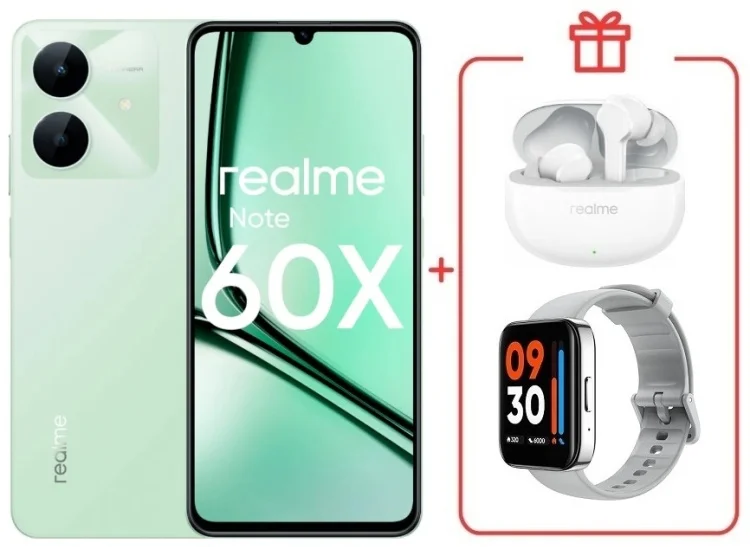 Смартфон Realme Note 60x 4/128GB Wilderness Green + подарок купить,NaN