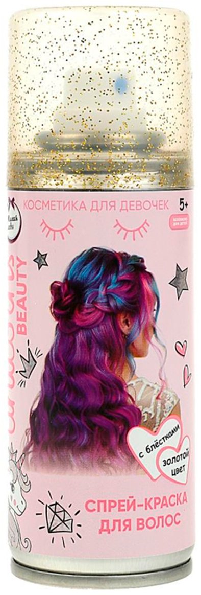 МИЛАЯ ЛЕДИ для волос с блёстками, золотой спрей-краска 3+ купить,NaN
