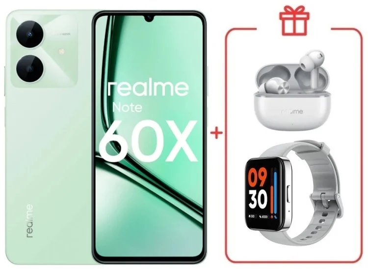 Смартфон Realme Note 60x 4/128GB Wilderness Green + подарок купить,NaN