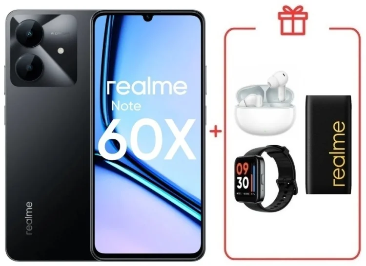 Смартфон Realme Note 60x 3/64GB Marble Black + подарок купить,NaN