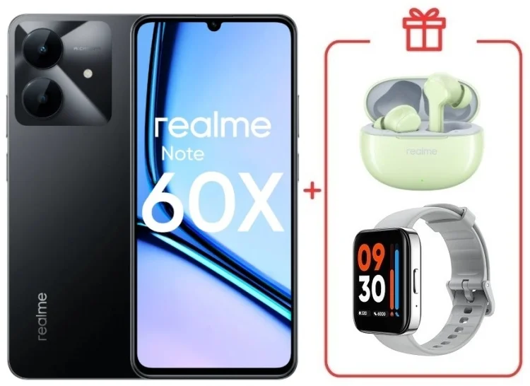 Смартфон Realme Note 60x 3/64GB Marble Black + подарок купить,NaN