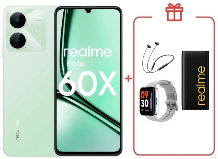 Смартфон Realme Note 60x 4/128GB Wilderness Green + подарок купить,NaN