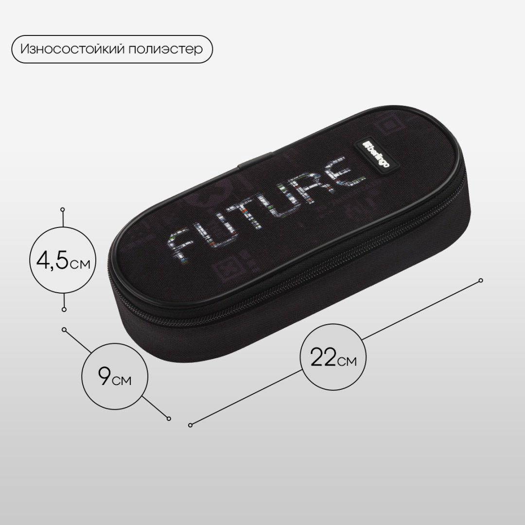 Пенал-футляр Berlingo FutureX PF-EXM-1110, застежка молния, черный купить,NaN