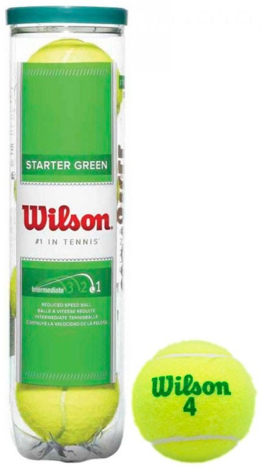 Мяч Wilson WRT137400, Started Play Green x4 для большого тенниса размер one size