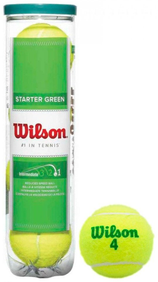 Мяч Wilson WRT137400, Started Play Green x4 для большого тенниса размер one size купить,NaN