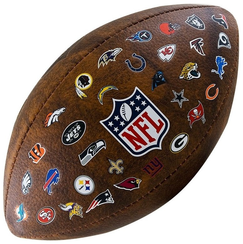 Мяч Wilson NFL 32 Team Logo Standard WTF1758XBNF32 для американского футбола размер one size купить,NaN