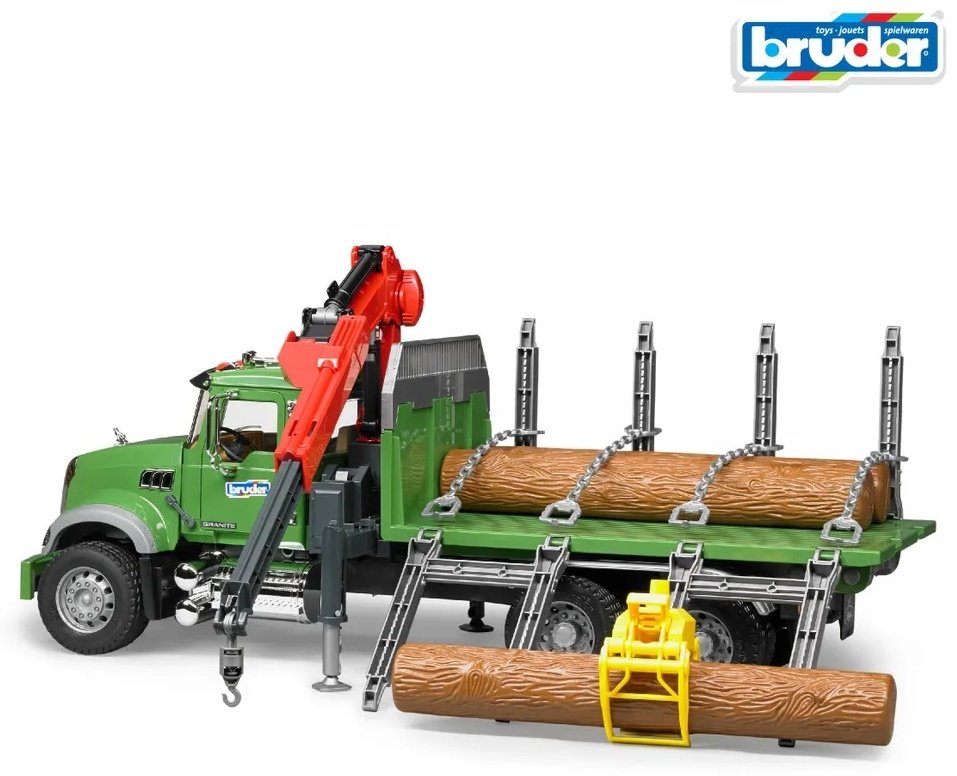 Спецтехника Bruder Лесовоз MACK зеленый купить,0
