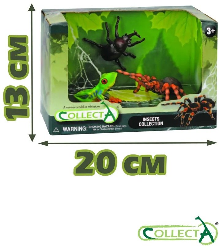 Фигурка Collecta Древесная лягушка, Жук-Носорог, Мексиканский тарантул 3.5 см 3 шт