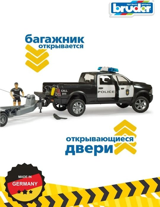 Полицейская машина Bruder полицейская машина черный, белый купить,NaN