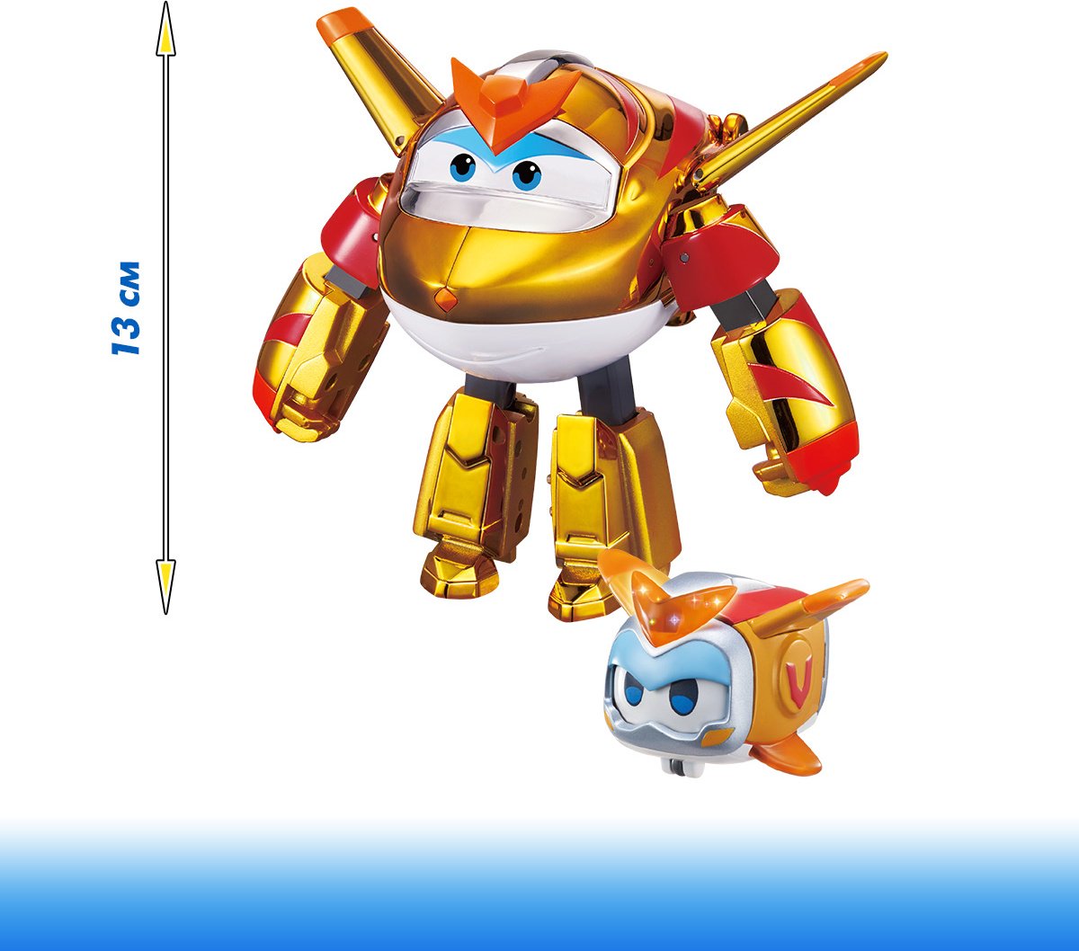 Трансформер Super Wings Голден Бой с питомцем, высота 13 см
