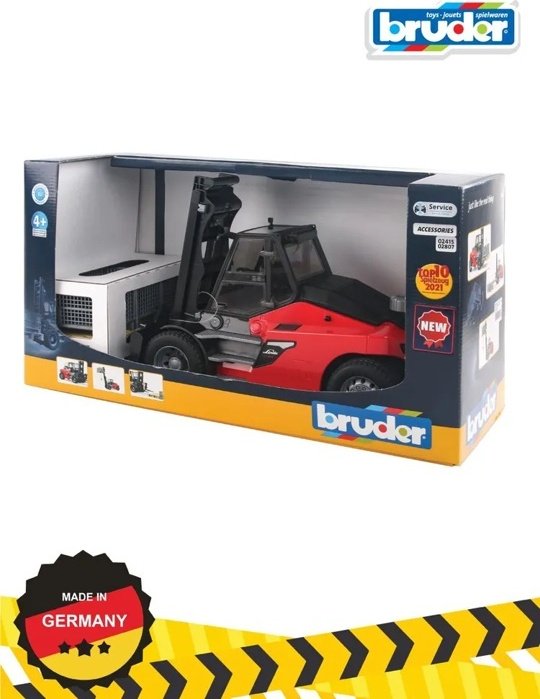 Спецтехника Bruder Погрузчик Linde HT160 с 3 паллетами и 3 клетками черный, красный купить,NaN