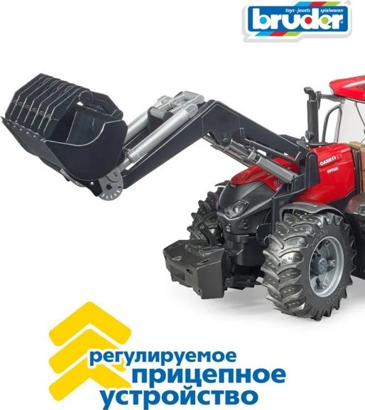 Трактор Bruder Трактор Case IH Optum 300CVX с погрузчиком прицепом и 8 тюками (03-198) красный, желтый купить,NaN