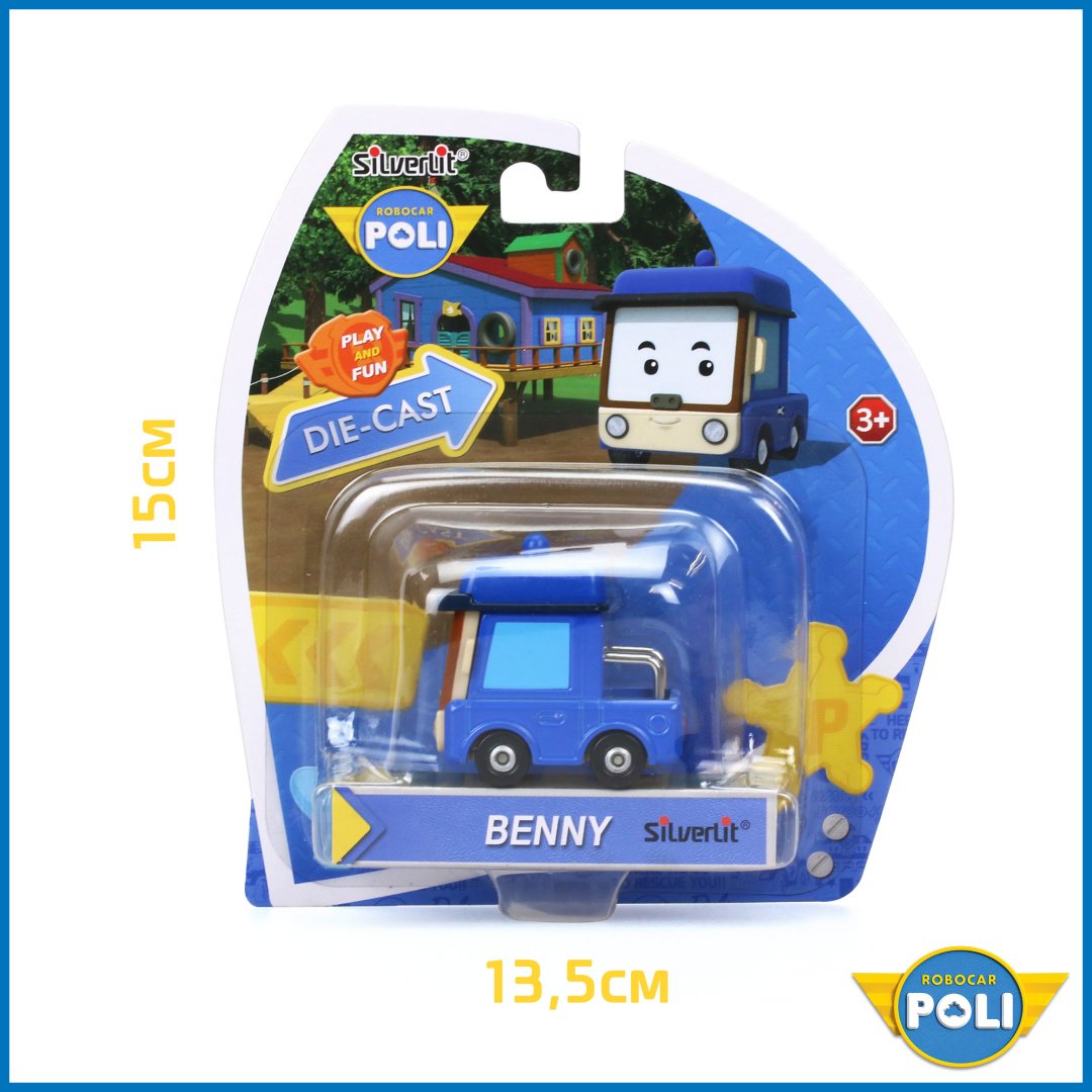 Машина Poli Robocar Бэнни 83254, металл, синий, голубой