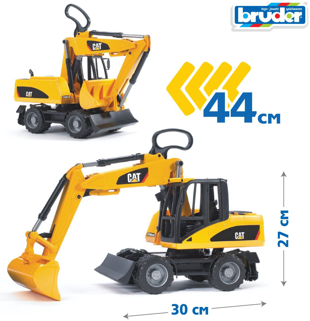 Спецтехника Bruder Экскаватор колёсный CAT 02-445, Abs-пластик, желтый, черный купить,NaN
