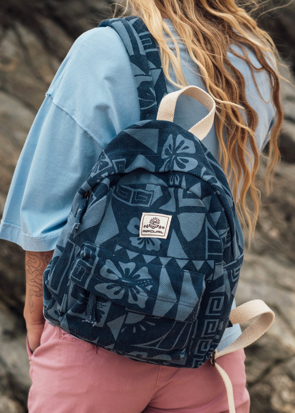 Рюкзак Rip Curl хлопок черный, голубой купить,0