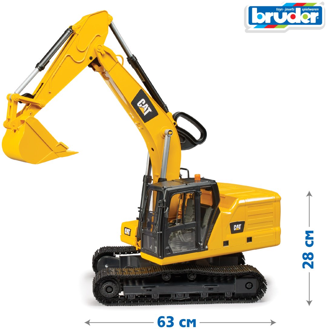 Спецтехника Bruder Экскаватор CAT 02-483, Abs-пластик, желтый, черный