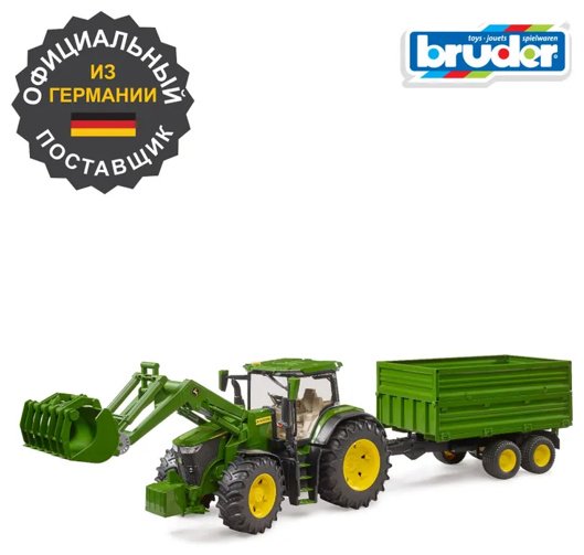 Спецтехника Bruder Трактор John Deere 7R 350 с прицепом зеленый