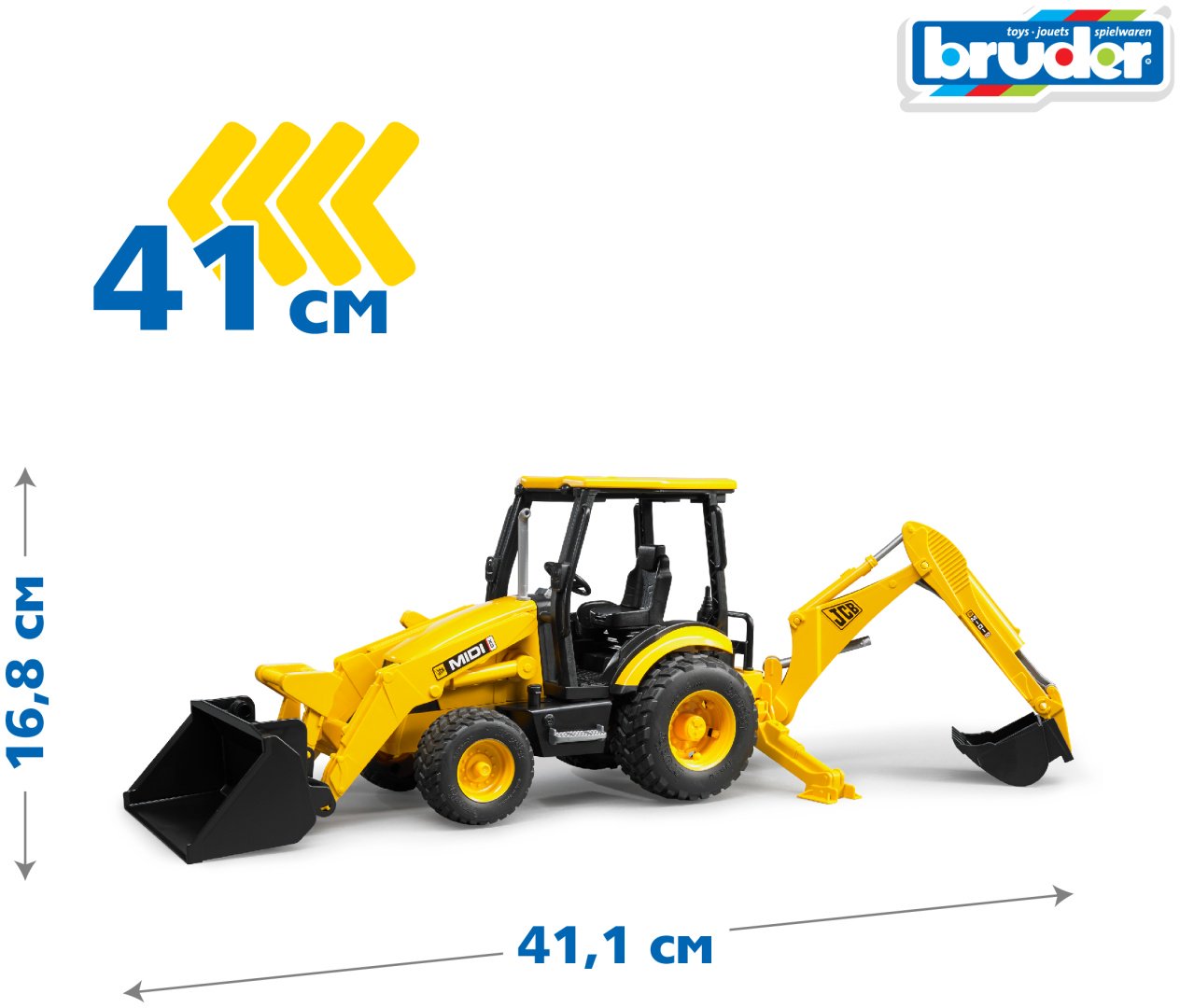 Спецтехника Bruder Экскаватор – погрузчик JCB 02-427, Abs-пластик, желтый, черный купить,0