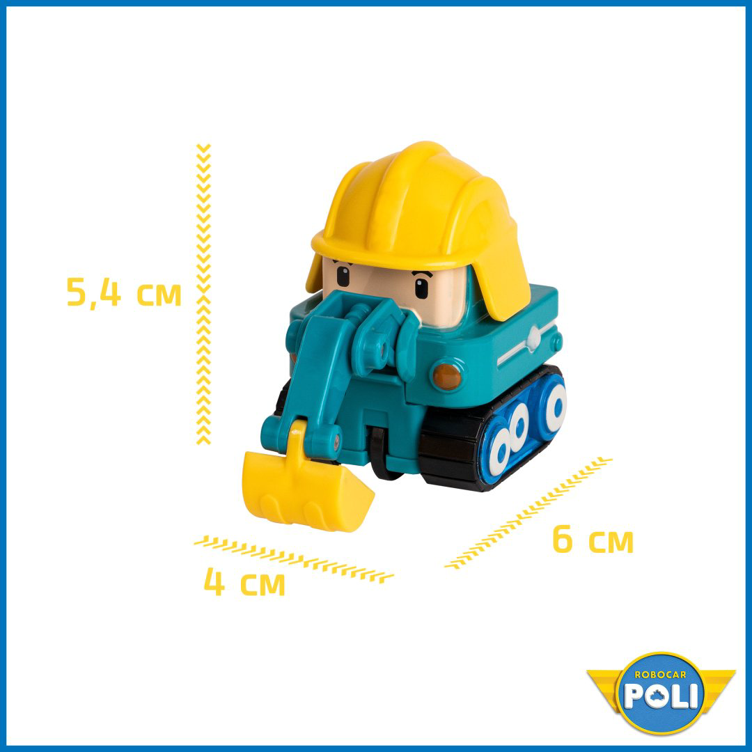 Машина Poli Robocar Пок MRT-0607, металл, бирюзовый, желтый купить,NaN