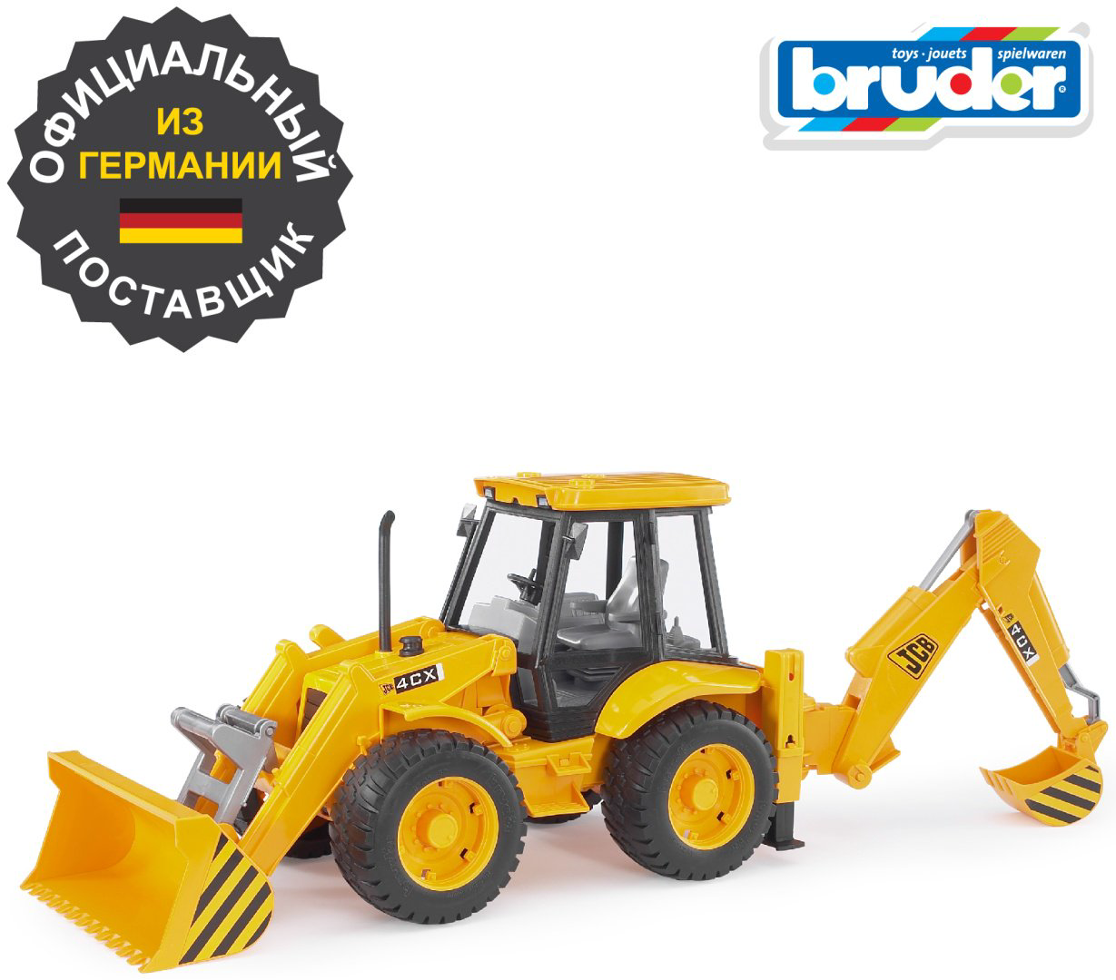 Спецтехника Bruder Экскаватор – погрузчик JCB 02-428, Abs-пластик, желтый, черный