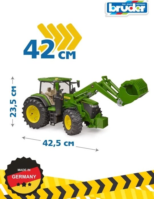 Трактор Bruder Трактор John Deere с фронтальным погрузчиком черный, зеленый