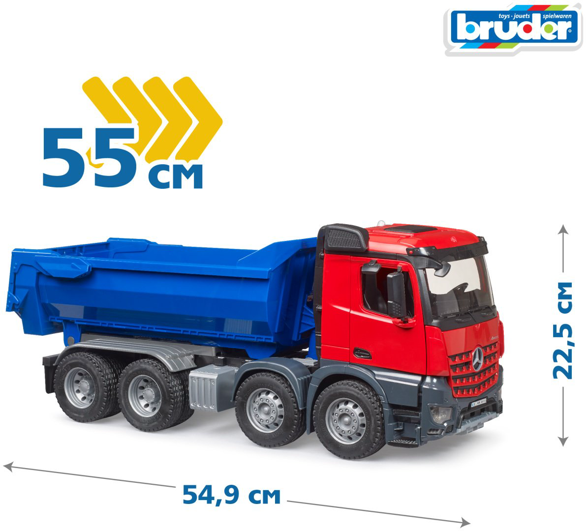 Грузовая Bruder Самосвал Mercedes 03-621, Abs-пластик, красный, синий купить,NaN
