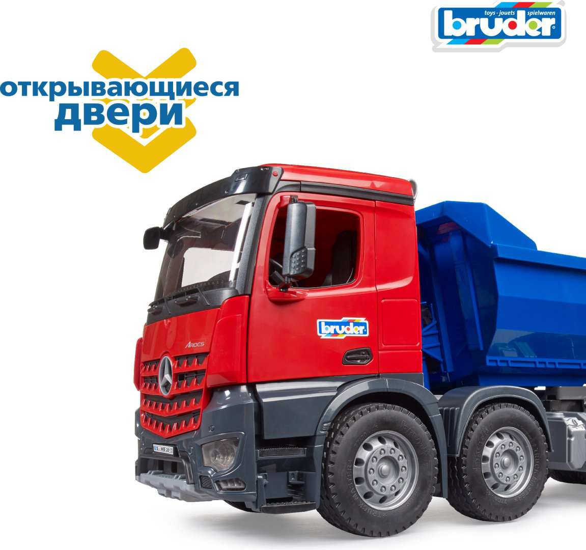 Грузовая Bruder Самосвал Mercedes 03-621, Abs-пластик, красный, синий купить,NaN