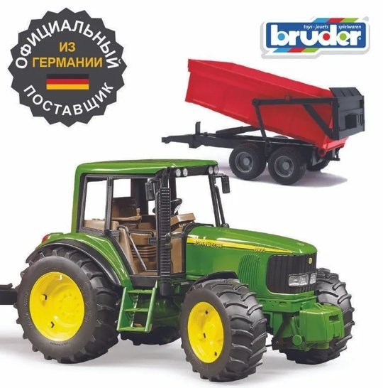 Трактор Bruder John Deere с прицепом самосвалом зеленый, красный купить,NaN